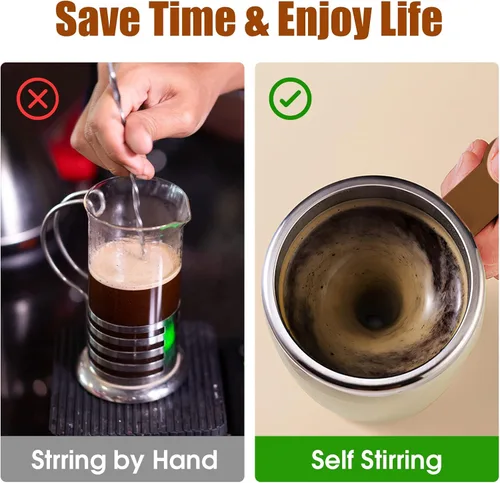 Vista 2 de Taza de Café que se Agita Sola: Taza Automática Recargable que se Agita Sola con Agitador Magnético y Tapa, Taza de Viaje