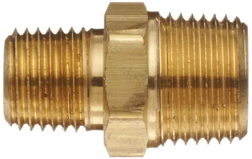 Vista 2 de Conector de tuberías de latón con boquilla reductora hexagonal NPT macho, marca Anderson Metals, 1