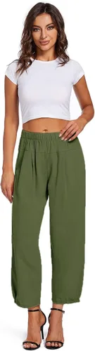 Vista 3 de Womens Capri Yoga Pants Wide Leg Loose Comfy Lounge Cropped Capris with Pockets