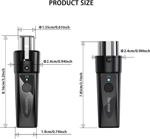 Vista 9 de Sistema de micrófono inalámbrico XLR – 2 transmisores y 1 receptor – Kit de micrófono inalámbrico de doble entrada para micrófonos dinámicos