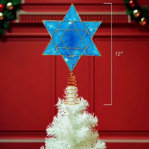 Vista 3 de Kurt Adler - Decoración para árbol de Hanukkah de lujo con pilas de 13 pulgadas