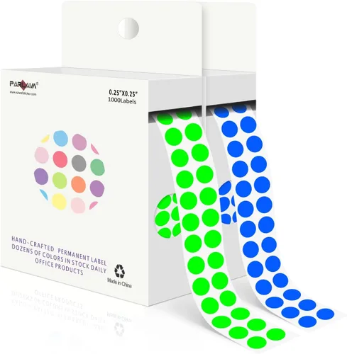 Vista 20 de PARLAIM Calcomanías de punto de código de color de 0.25 pulgadas, 1000 calcomanías de codificación en rollo para oficina, aula de estudiantes, Agua