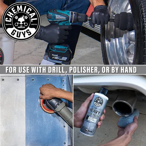 Vista 6 de Chemical Guys, Heavy Metal Polish SPI_402_16 - Abrillantador pesado restaurador y protector para metales (16 oz) y toallas de microfibra de grado