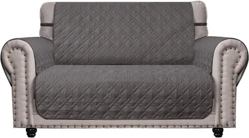 Vista 12 de Ameritex - Funda protectora para sillón de dos puestos, impermeable, acolchada, con revestimiento antideslizante de huellitas, para perros, niños