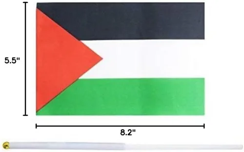 Vista 6 de Paquete de 50 banderas de Palestina, pequeñas mini palestinas de mano con parte superior redonda, suministros de decoración de fiesta para desfiles