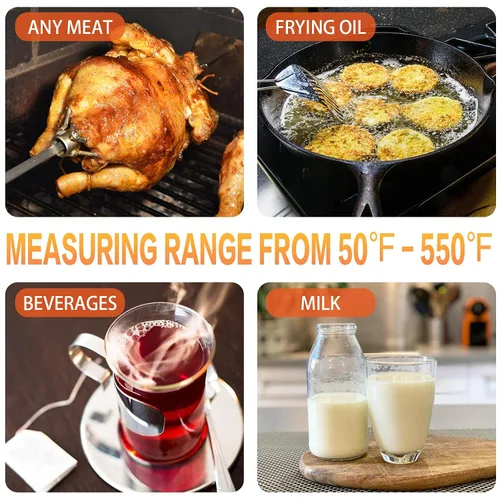 Vista 7 de Termómetro de carne de 12 pulgadas para cocinar de lectura instantánea, tallo largo, impermeable, termómetro de cocina de acero inoxidable