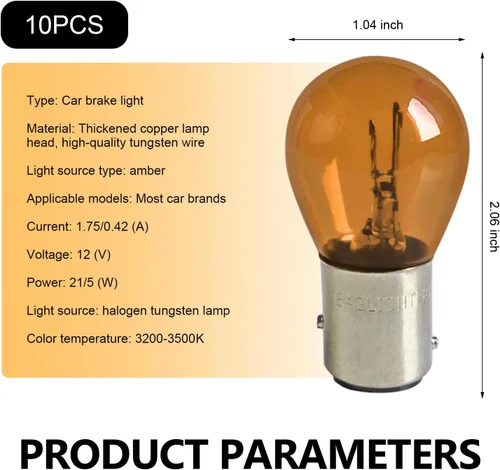Vista 2 de 10 piezas de bombilla 1157, bombilla doble de luz de freno trasera alta y baja, bombillas P21/5W S25 2057 2357 7528 BAY15D, luces de estacionamiento