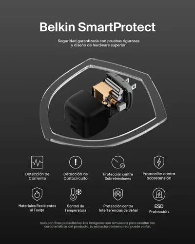 Vista 6 de Belkin Bloque de carga USB C de 65 W - Cable USB C incluido - Carga súper rápida, tipo C - Apple iPhone 17, Air, Pro, Samsung Galaxy S25, Google