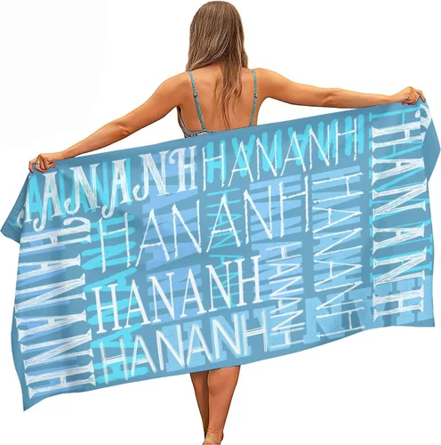 Vista 11 de Toalla de playa con nombre personalizado para adultos, niños, toalla de playa súper suave de secado rápido para niñas y niños, toalla de playa