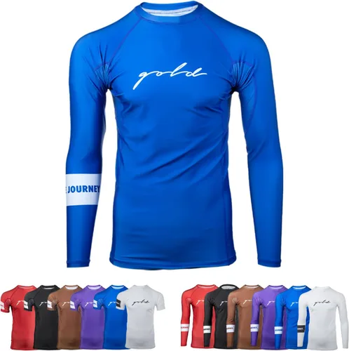 Vista 17 de Gold BJJ Fundation Rash Guard - Rashguard de Jiu Jitsu No-Gi y Gi Clasificado Negro (manga larga).