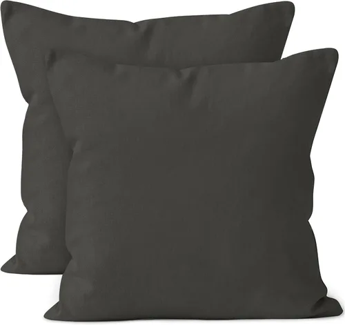 Vista 90 de Encasa XO Juego de 2 fundas de almohada de 12 x 12 pulgadas, color beige, sin rellenos, fundas de almohada de algodón para sala de estar, cama