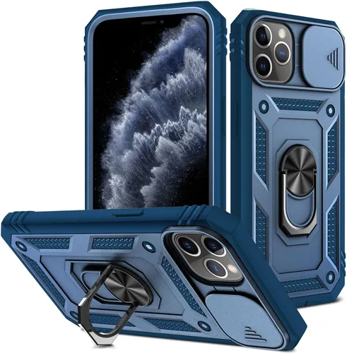 Vista 8 de Fetrim Funda para iPhone 11 PRO MAX, Funda de teléfono con soporte de anillo de rotación para Apple iPhone 11 PRO MAX - Negro