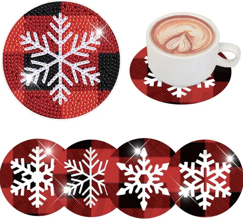Vista 9 de Kit de 8 posavasos de pintura de diamante con soporte, posavasos de gnomo 5D de diamante, manualidades de arte de diamante, posavasos de diamante