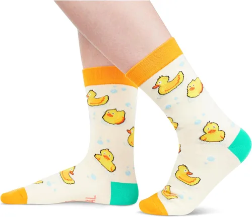 Vista 2 de HAPPYPOP Divertidos regalos de pato de goma para niñas, regalos de pato para amantes de los patos, bonitos calcetines de pato de goma, calcetines