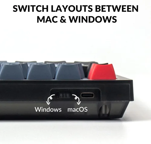 Vista 7 de Keychron V1 - Perilla de teclado mecánico con cable versión del 75 de diseño QMKVIA programable con teclado intercambiable en caliente K Pro Blue