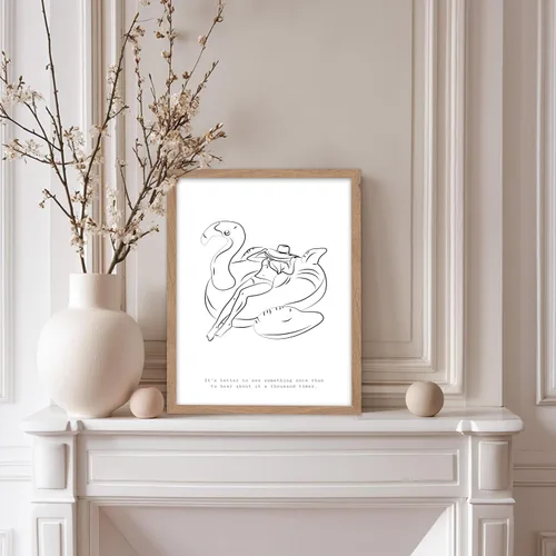 Vista 5 de Poster Master Swan Floaty Poster - Retro Woman Print - Pool Art - Swimming Illustration - Line Sketch - Abstract Design - Chic Boho Decor - Great
