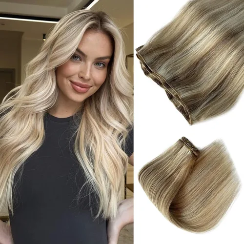 Vista 22 de Extensiones adhesivas rubias de cabello humano brasileño grado 9A, #60 rubio platino, cinta en 12 pulgadas, 20 unidades por juego, extensiones