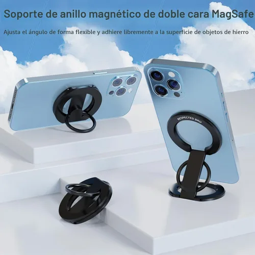 Vista 2 de RESPECTED BRO - Soporte magnético para teléfono con anillos duales, compatible con iPhone 17/16/15/14/13/12, soporte multifuncional para escritorio