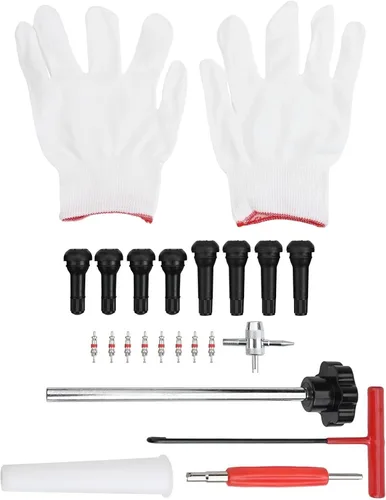 Vista 3 de 22-Piece Quick Change Tire Valve Tool Kit, 15-Second Stem Replacement For Cars, Trucks, ATVs, Motorcycles With TR413/414 Cores(black)