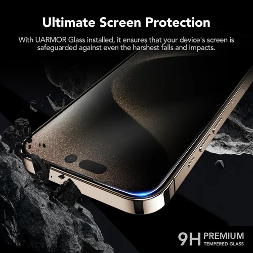 Vista 2 de UARMOR Protector de Pantalla de Privacidad de Vidrio para [ iPhone 15 Plus ] Vidrio Templado Premium 9H Anti-espía, Kits de Instalación Fácil