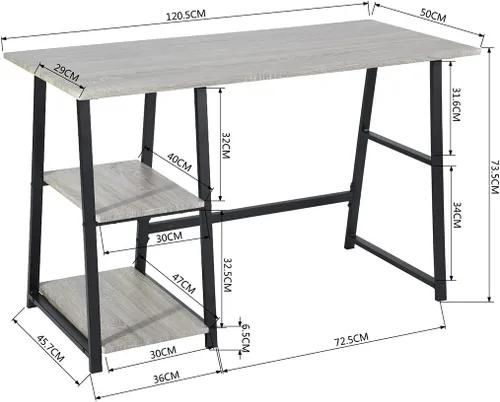 Vista 2 de CIATRE Escritorio de madera para computadora, escritorio de computadora para oficina en casa, escritorio de computadora para juegos, diseño