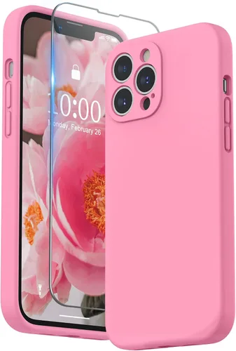 Vista 18 de SURPHY Funda compatible con iPhone 13 Pro Max con protector de pantalla, (protección de cámara + forro de microfibra suave), funda de silicona Negro