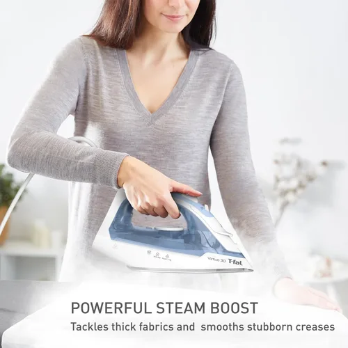 Vista 4 de T-Fal Virtuo Plancha de vapor para ropa, vaporizador de ropa, ráfaga de vapor y aerosol, plancha portátil y vaporera para ropa, suela antiadherente