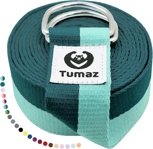 Vista 17 de Tumaz Yoga Strap for Stretching with Adjustable D-Ring, 6/8/10 ft Adjustable D-Ring Soft Cotton Blend 15+ Colors Non-Elastic Yoga Belt for