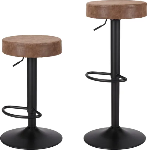 Vista 13 de Finnhomy Juego de 2 taburetes de bar de altura de mostrador, taburetes de bar giratorios con reposapiés y espalda descubierta, taburetes de bar Negro