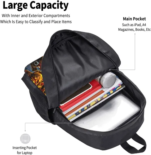 Vista 5 de VICTOMERS Mochila para juegos de 16.5 pulgadas, impresa en 3D, mochila ligera de gran capacidad, mochila casual para adultos, Mochila- 1, Mochilas