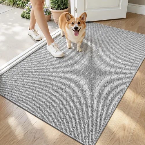 Vista 29 de LUMI Tapete ultradelgado para puerta de interior de 17 x 30 pulgadas, tapete de entrada antideslizante, tapete de perfil bajo, tapete de diseño