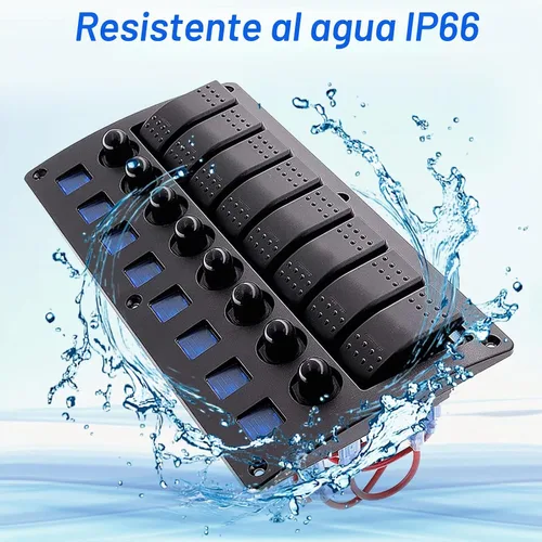 Vista 4 de Panel de interruptor basculante marino de 8 cuadras, panel
