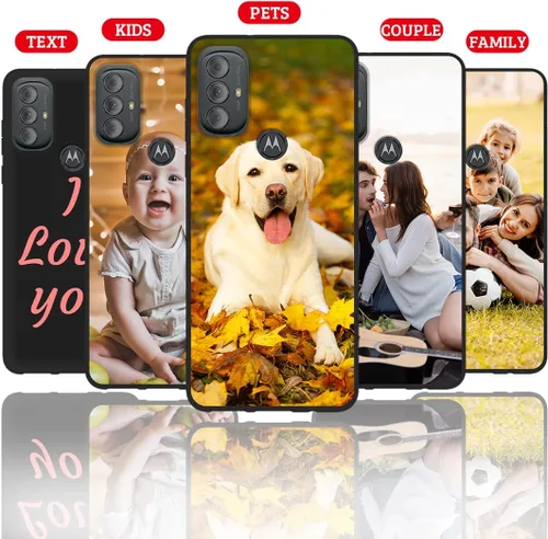 Vista 2 de Funda de teléfono con foto personalizada para Motorola Moto G Power 2022 con imagen, texto, logotipo, nombre, funda negra suave, regalo único