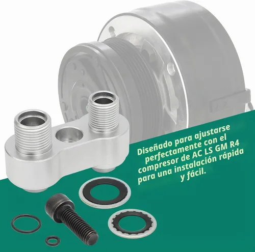 Vista 2 de Motoparty Adaptador de compresor de CA para montaje LS GM R4 - #8 3/4-16#10