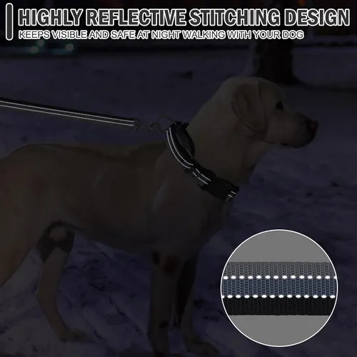 Vista 3 de Martingale - Juego de collar y correa para perro, para caminar, jugar, entrenar, collares reflectantes ajustables con correa para perros pequeños