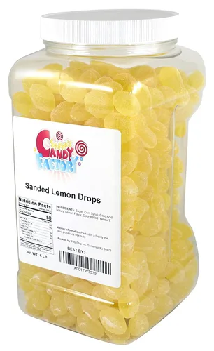 Vista 2 de Sanded Lemon Drops Old Fashioned Hard Candy 6 Lbs Sin gluten, viene en frasco, 6 libras