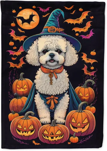 Vista 70 de Caroline's Treasures DAC1466GF - Bandera decorativa para jardín de Halloween de Affenpinscher Witchy para jardín, decoración para patio exterior