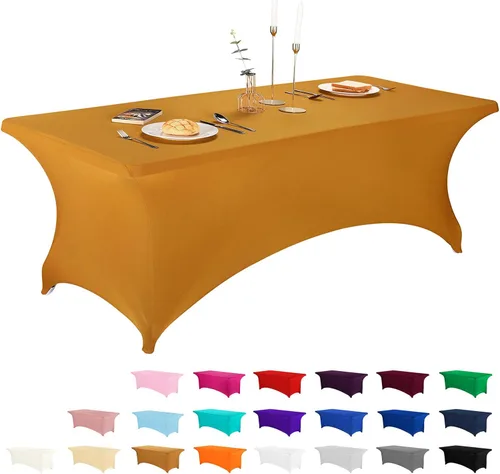 Vista 69 de LZY Cubierta de Mesa Elástica Ajustable de Spandex para Mesa Plegable de 6 pies, 4 pies o 8 pies, Mantel de Cóctel Rectangular, Perfecto para Champn