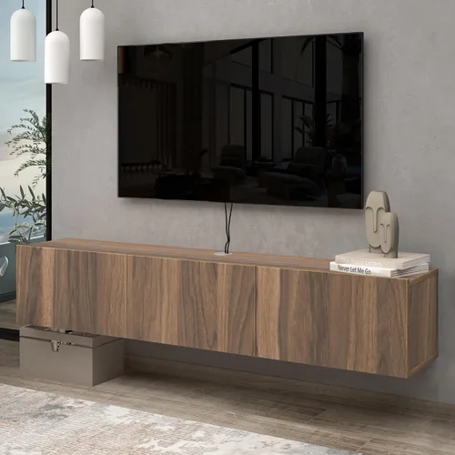 Vista 13 de Atelier Mobili - Soporte de TV flotante negro de 65 pulgadas, centro de entretenimiento flotante para TV de 80 pulgadas, gabinete de TV negro