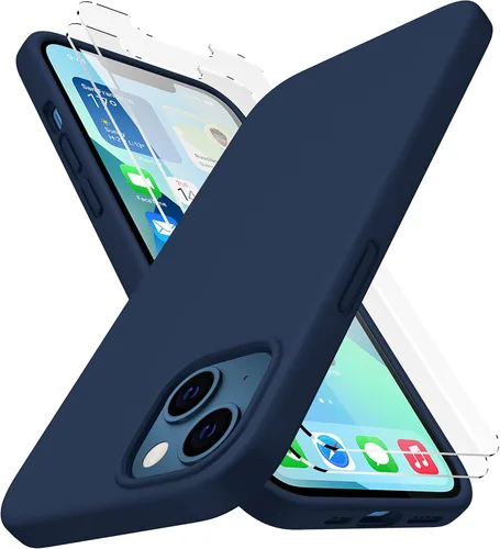 Vista 21 de CellEver Funda de silicona resistente para iPhone 12 y 12 Pro, dos protectores de pantalla de vidrio inastillables, protección militar contra Negro
