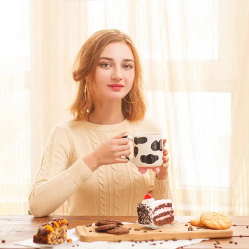 Vista 7 de SWEETLO Taza de Café de Vaca Artículos de Vacas Taza de Cerámica de 15oz - Taza para Amantes de las Vacas con Ubres - Tazas con Lindos Diseños