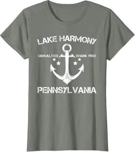 Vista 17 de Playera divertida de Lago Harmony Pennsylvania para acampada o pesca Negro