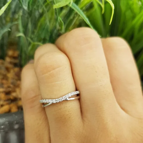 Vista 7 de Dazzlingrock Collection Banda de guardia de boda con contorno de diamante blanco redondo de 0.25 quilates (ctw) para ella