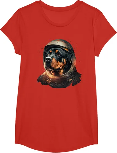Vista 39 de Divertida camiseta Rottweiler con diseño de astronauta rottweiler en galaxia espacial, Negro
