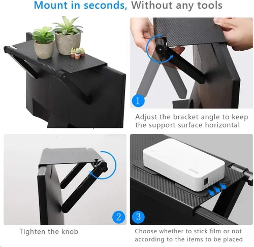 Vista 4 de AHIER Estante de caja de cables de 13 pulgadas para TV montado en la pared, soporte superior de TV en monitor de computadora de escritorio