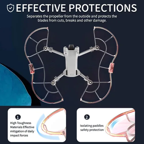 Vista 4 de Protector de hélice luminoso compatible con DJI Mini 3/Mini 3 Pro Drone Quick Release Blade Protectores Hélice, Funda protectora anticolisión