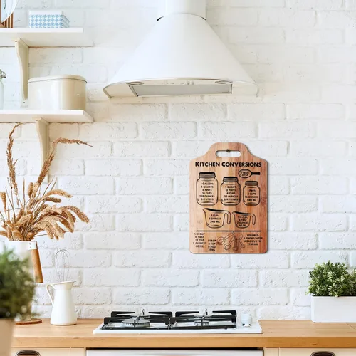 Vista 6 de Tabla de conversión de cocina rústica, arte de pared de madera, tabla de conversión de medidas, letrero decorativo, utensilios de cocina, utensilios