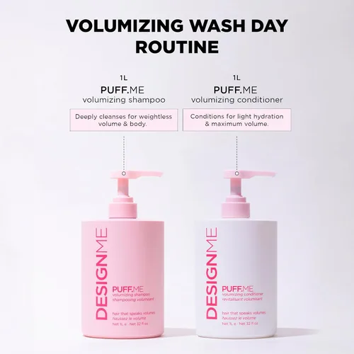 Vista 2 de Design.Me PUFF.ME - Paquete de champú y acondicionador de volumen para el cabello, champú y acondicionador de color sin parabenos ni sulfatos