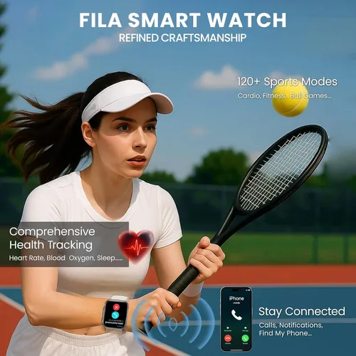 Vista 3 de Reloj inteligente FILA para hombres y mujeres (responder/hacer llamadas), reloj de fitness de 1.95" con monitor de frecuencia cardíaca/sueño