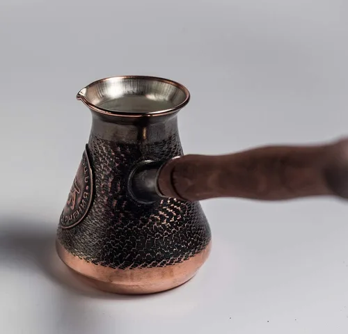 Vista 4 de Copper Coffee Pot Maker, Jazzve, Cezve Ibrik, Armenia Jezve Jazve wooden handle ARMENIAN coffee maker, handmade, turka, personalized